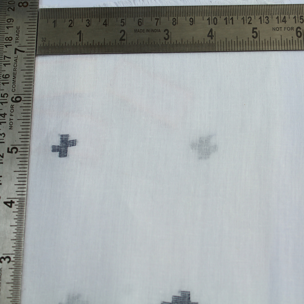 GEOMETRIC WHITE JAMDANI PURE COTTON 55 GSM FABRIC 39