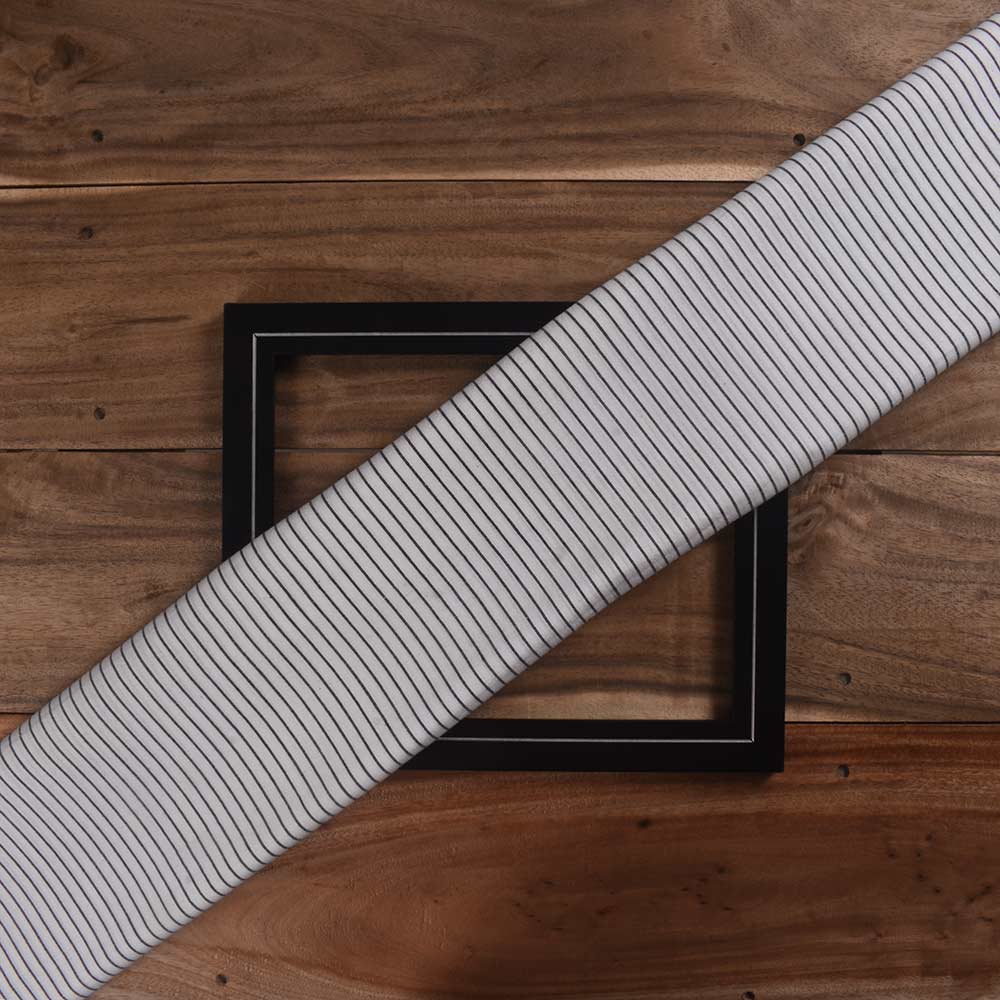 Pinstripe Black & White Pure Cotton 85 GSM Handwoven Fabric L