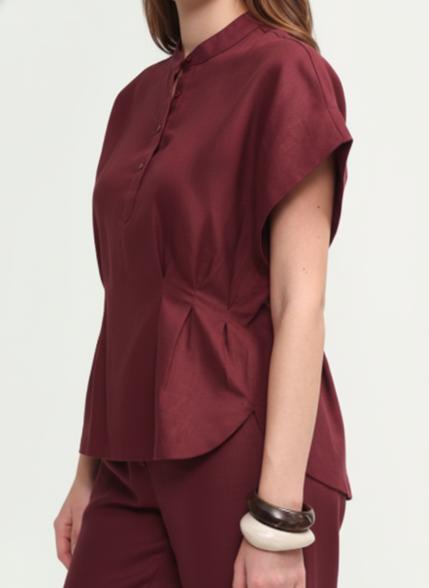 Waist Pleats Casual Top