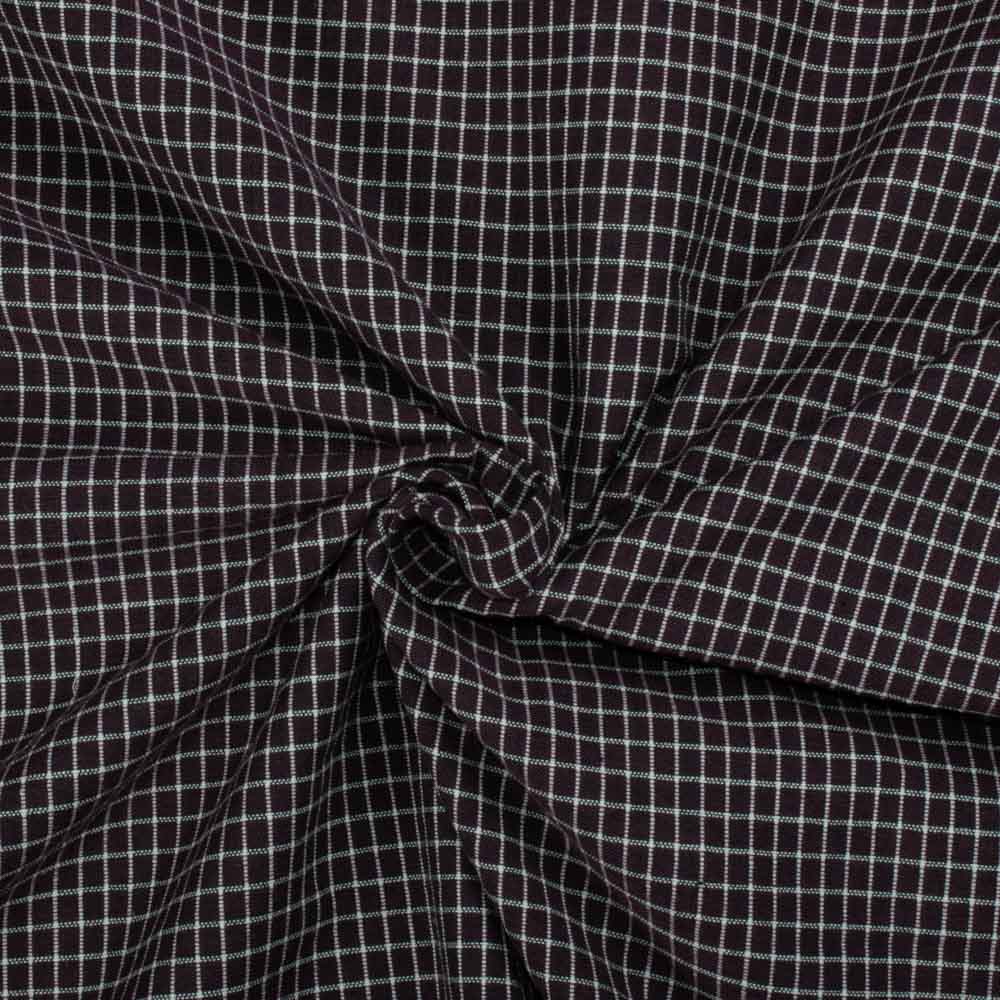 Check Brown White Pure Cotton 105 GSM Handwoven Fabric