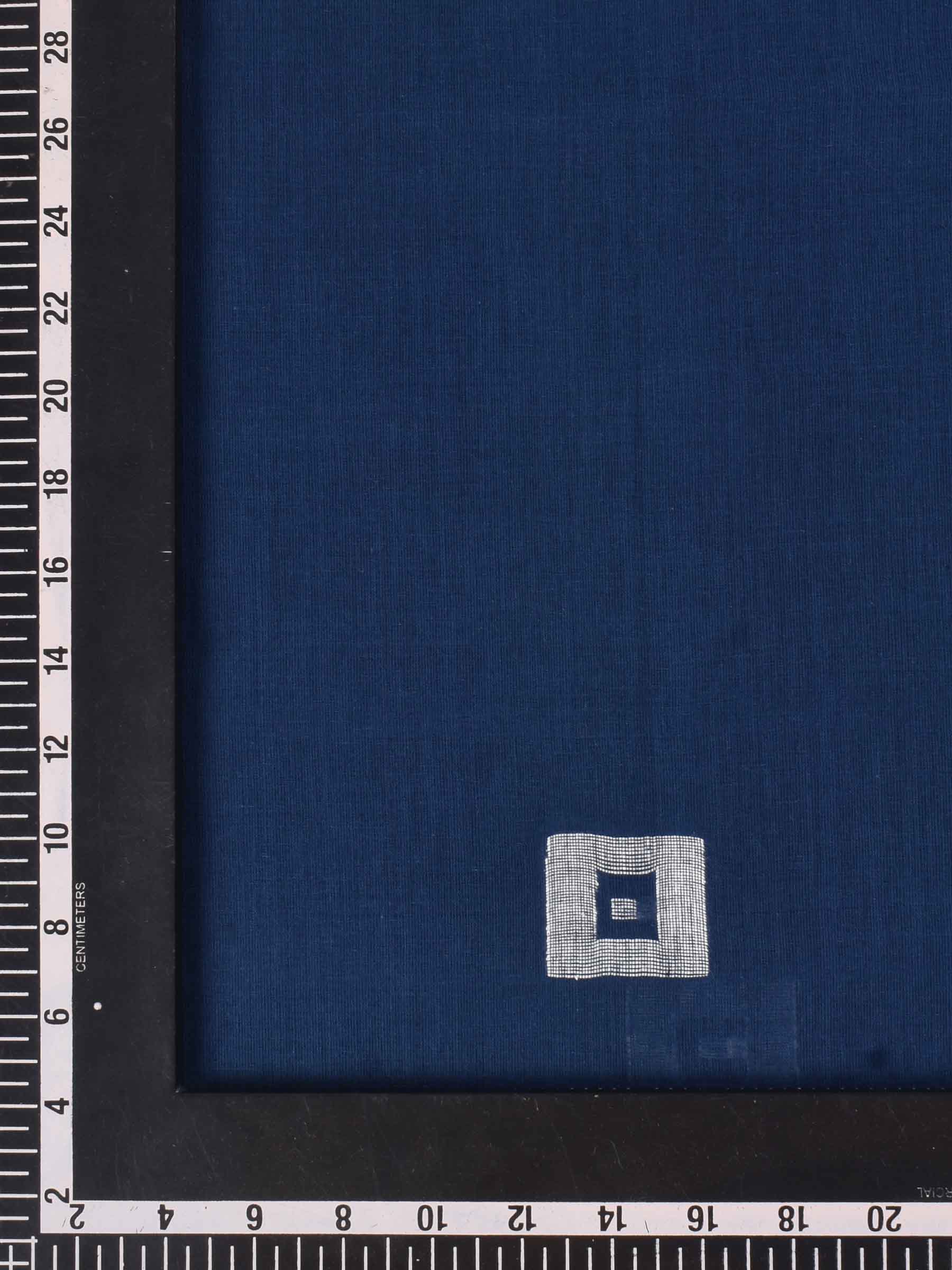 GEOMETRIC BLUE HANDWOVEN PURE COTTON SCARF