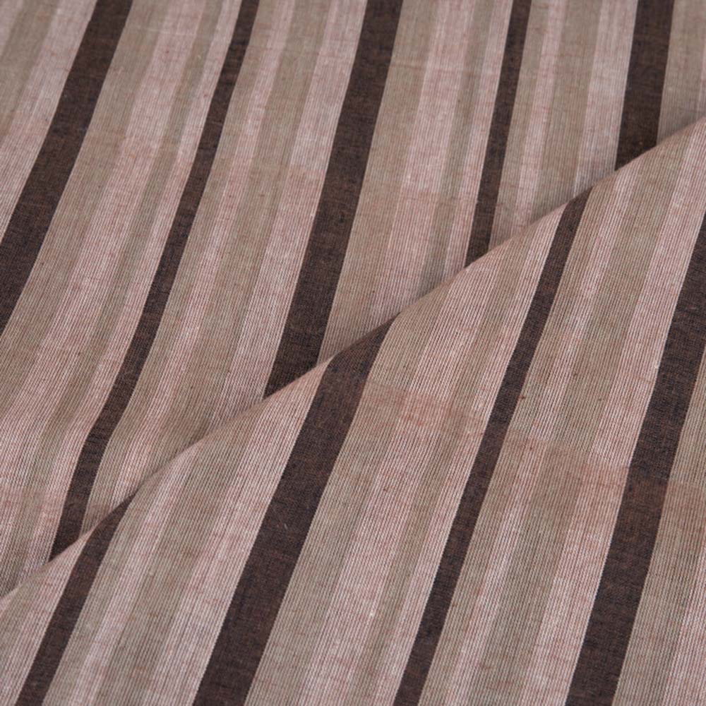 STRIPE BROWN PURE COTTON 67 GSM HANDWOVEN FABRIC