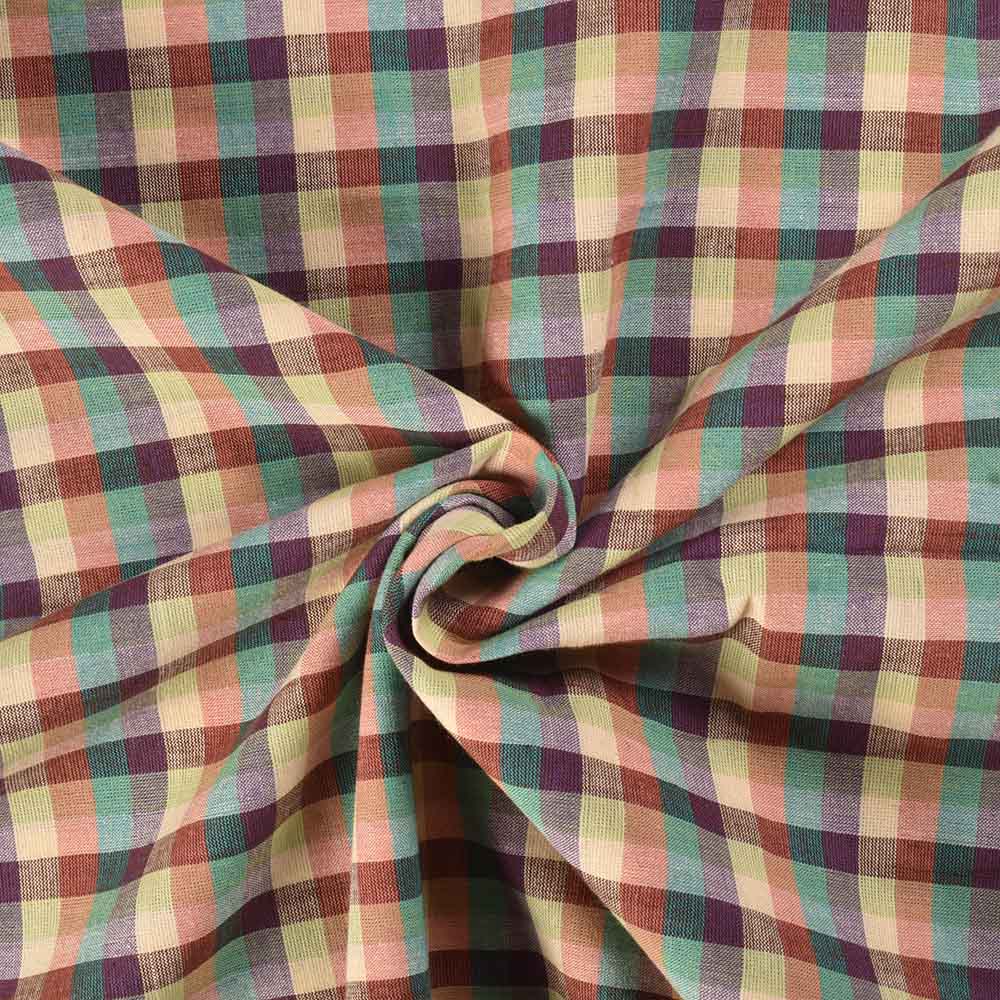 Check Multicolour Pure Cotton 97 GSM Handwoven Fabric