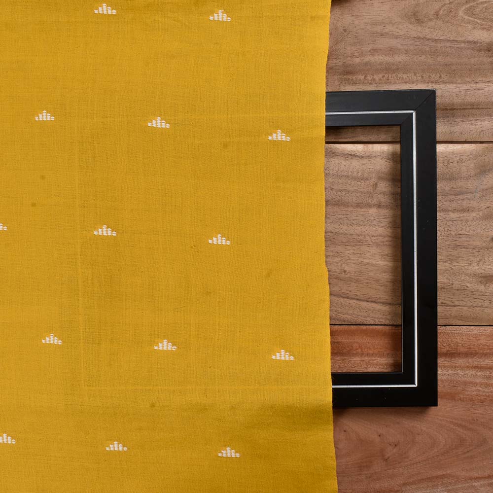 GEOMETRIC YELLOW JAMDANI PURE COTTON 120 GSM HANDOWVEN FABRIC