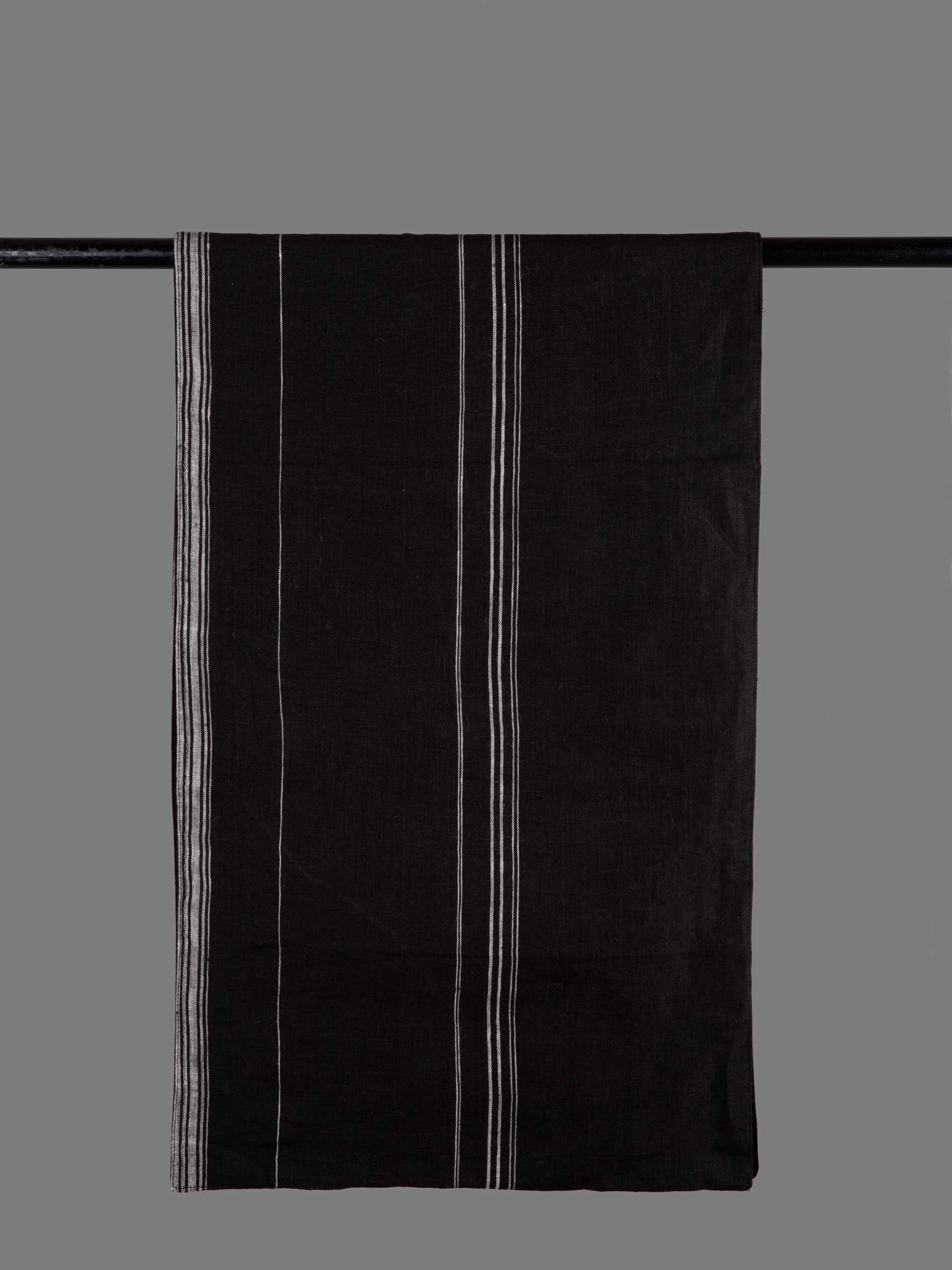 Stripe Black Pure Linen Table Runner
