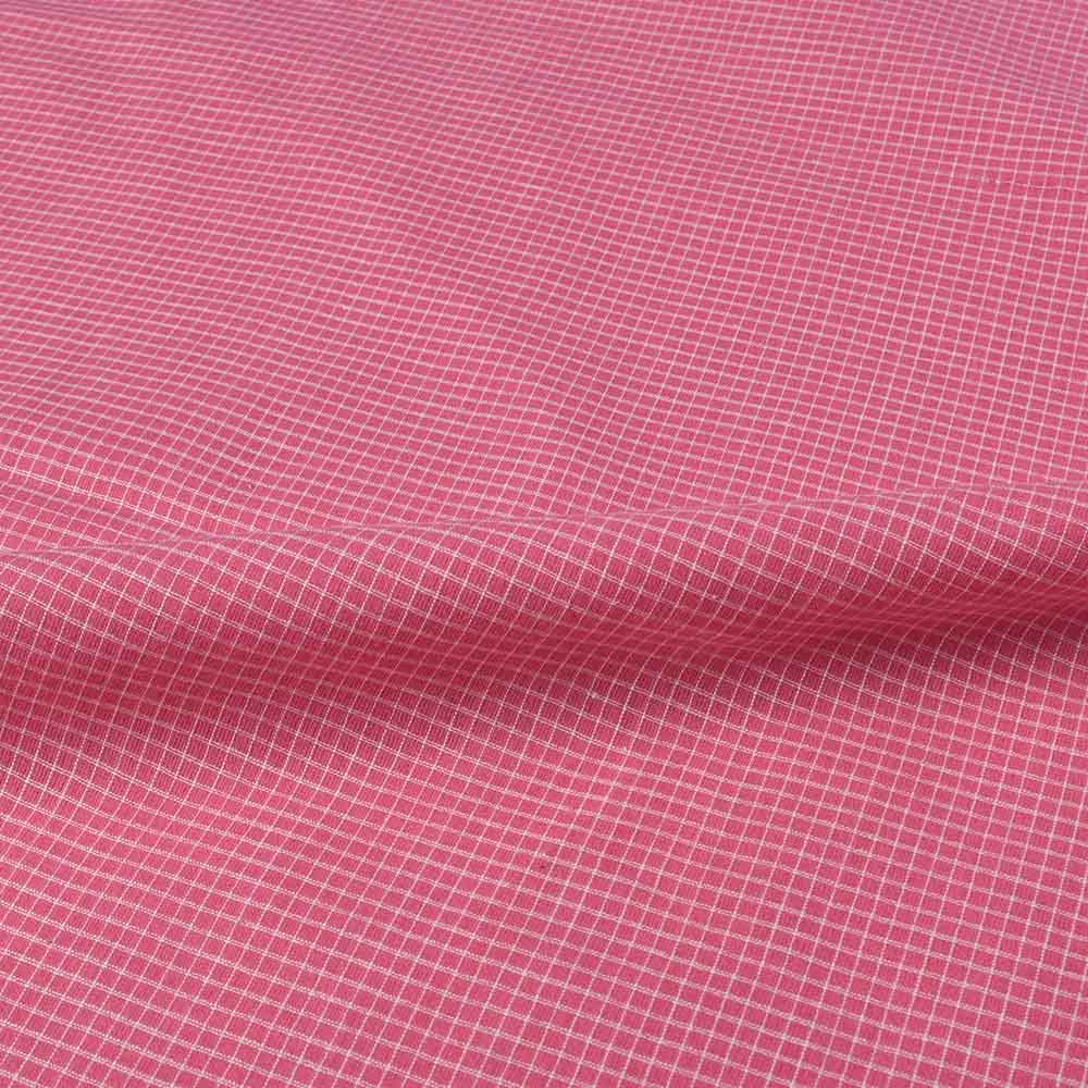 CHECK PINK WHITE PURE COTTON 82 GSM HANDWOVEN FABRIC