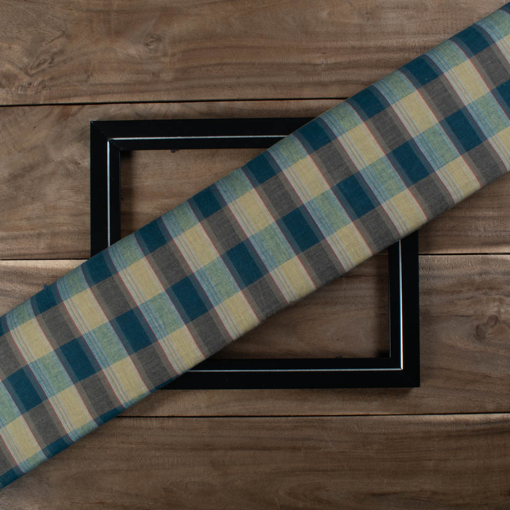 Multicolor Check Pure Cotton 60 GSM Handwoven Fabric 797