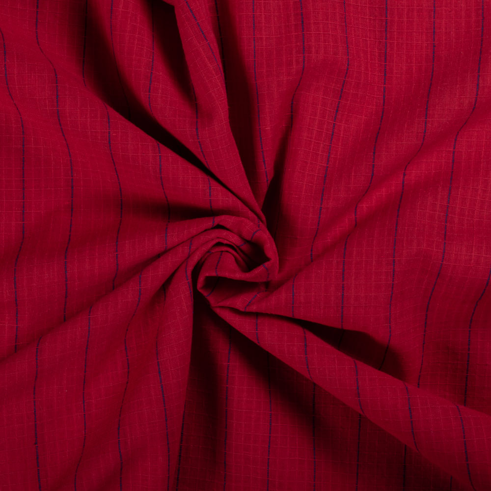 Check Blue Red 80 GSM Pure Cotton Handwoven Fabric 45