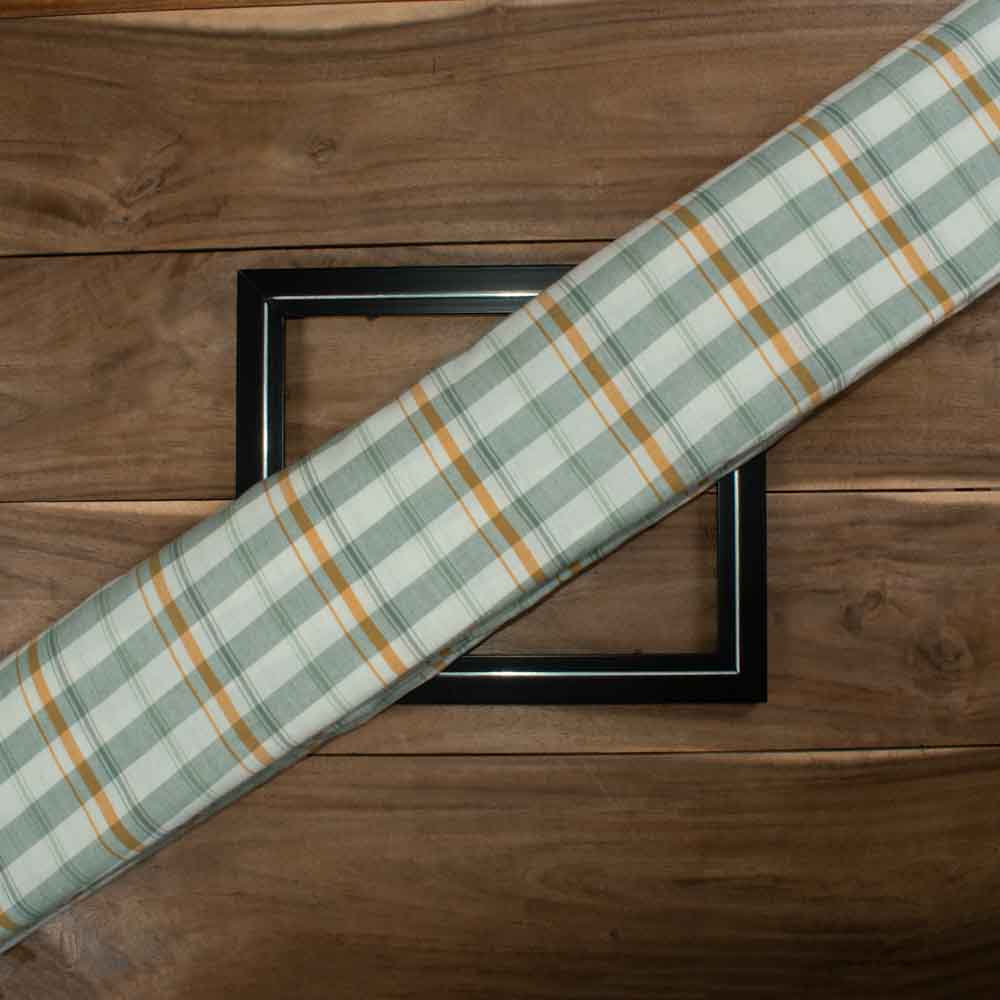 CHECK GREEN & WHITE PURE COTTON 88 GSM HANDWOVEN FABRIC