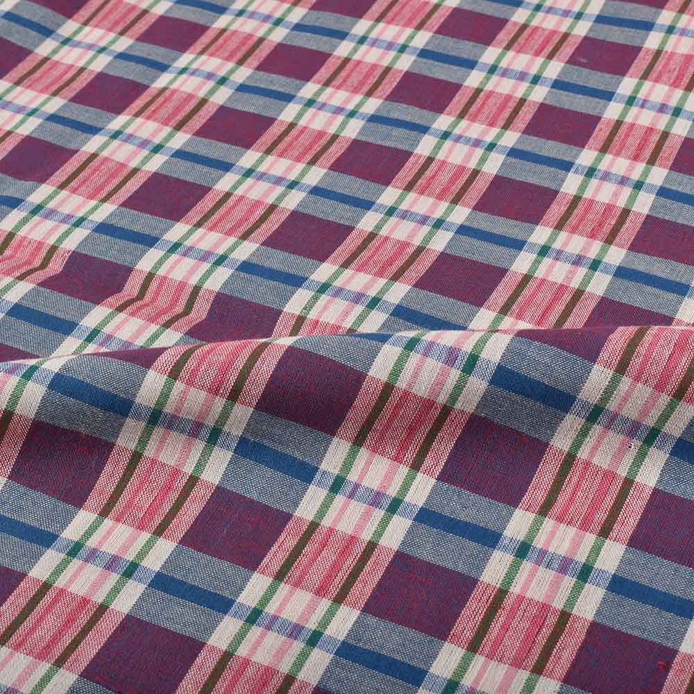 CHECK MULTICOLOR PURE COTTON 100 GSM HANDWOVEN FABRIC 562
