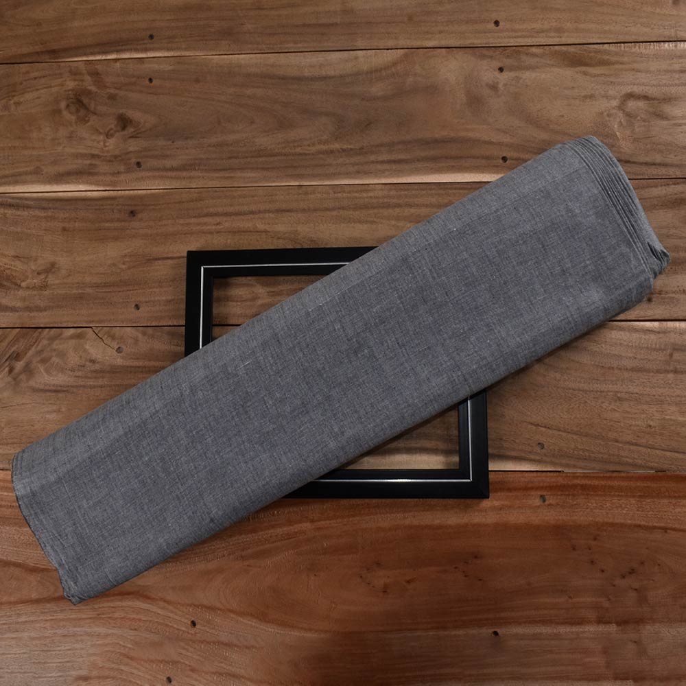 Chambray Grey Khadi Cotton 105 GSM Handwoven Fabric