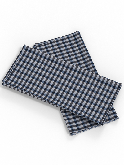 Check White Black & Blue Khadi Cotton Tea Towel