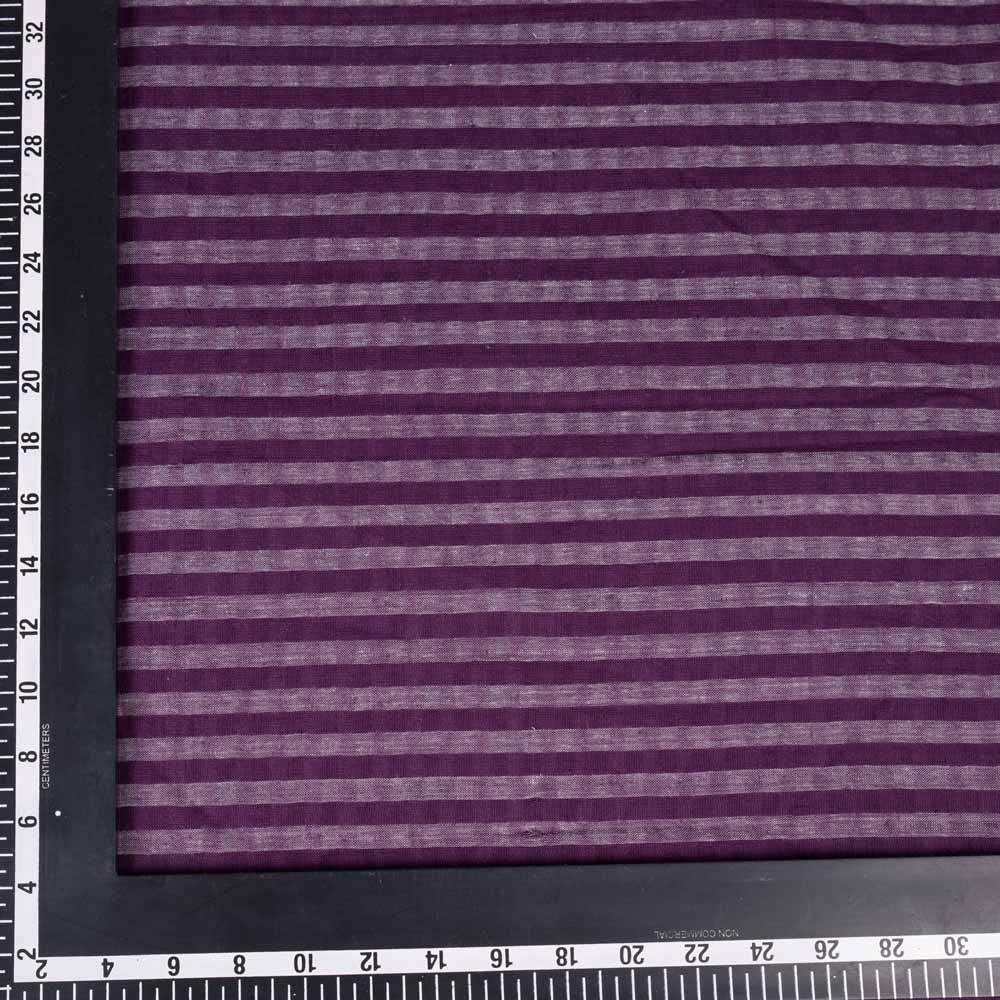 STRIPE PURPLE & WHITE PURE COTTON 87 GSM HANDWOVEN FABRIC