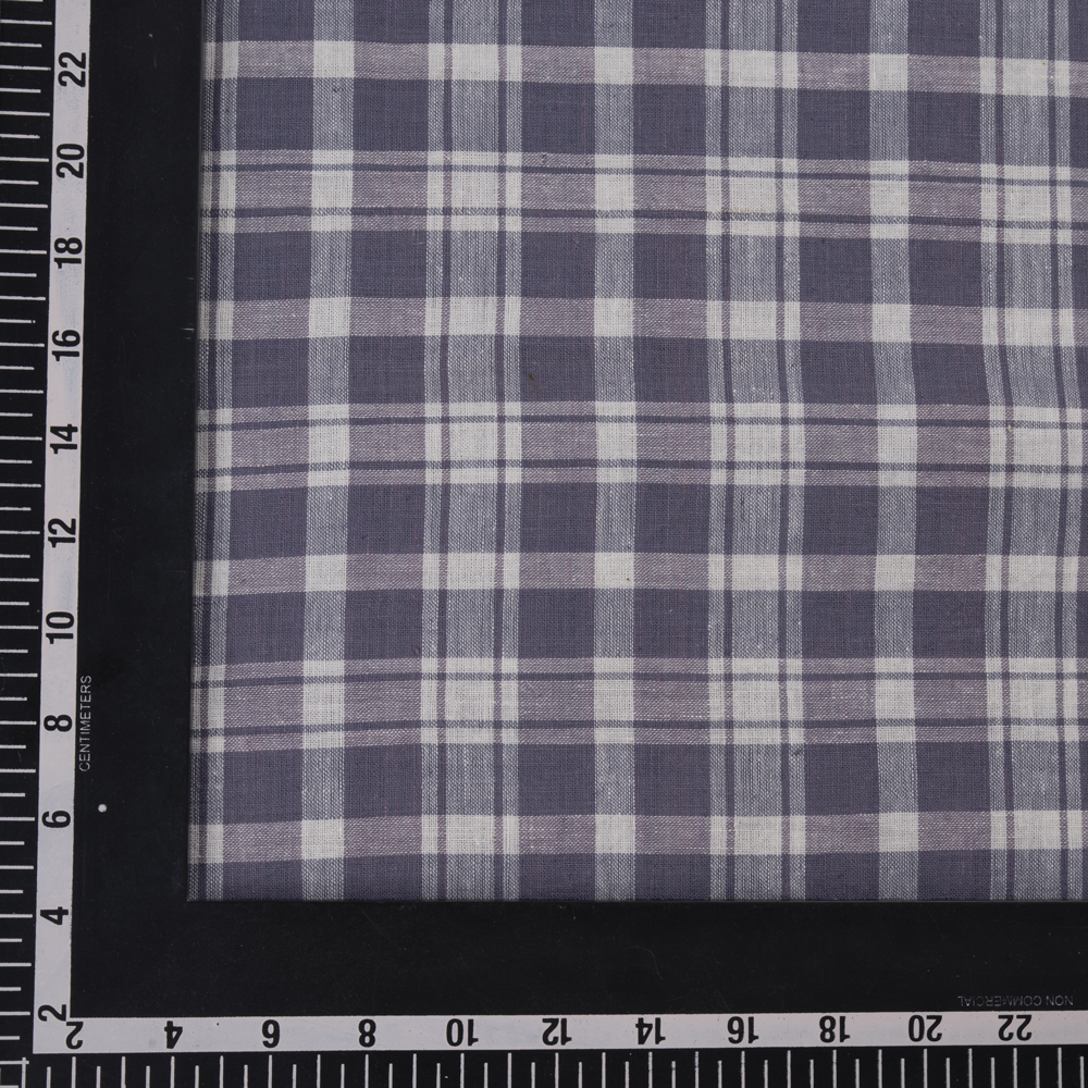 CHECK DUSTY PURPLE PURE COTTON 104 GSM HANDWOVEN FABRIC