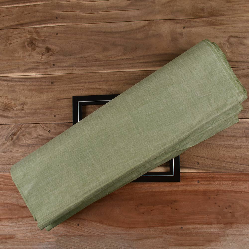 Chambray Green Khadi Cotton 75 GSM Handwoven Fabric H39
