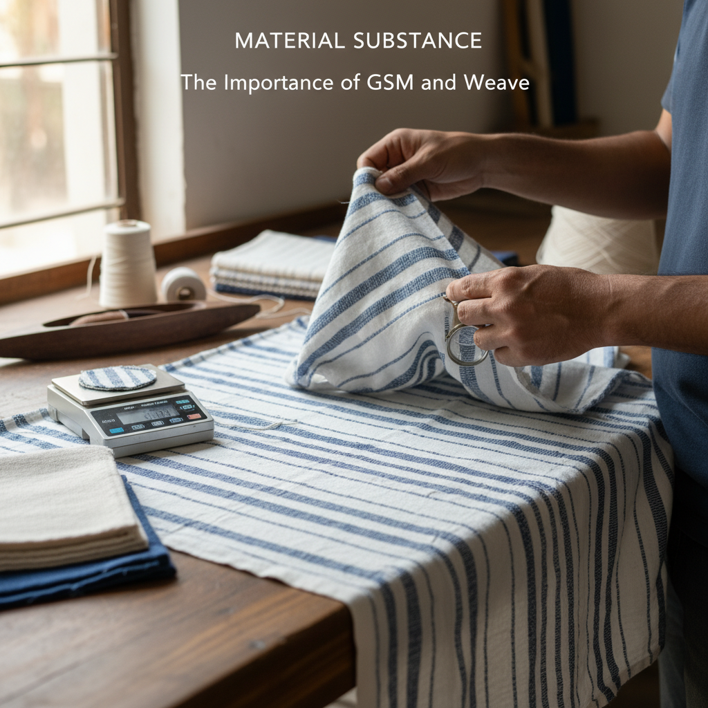 Lightweight recycled cotton fabric showing GSM, weave structure, and breathable texture