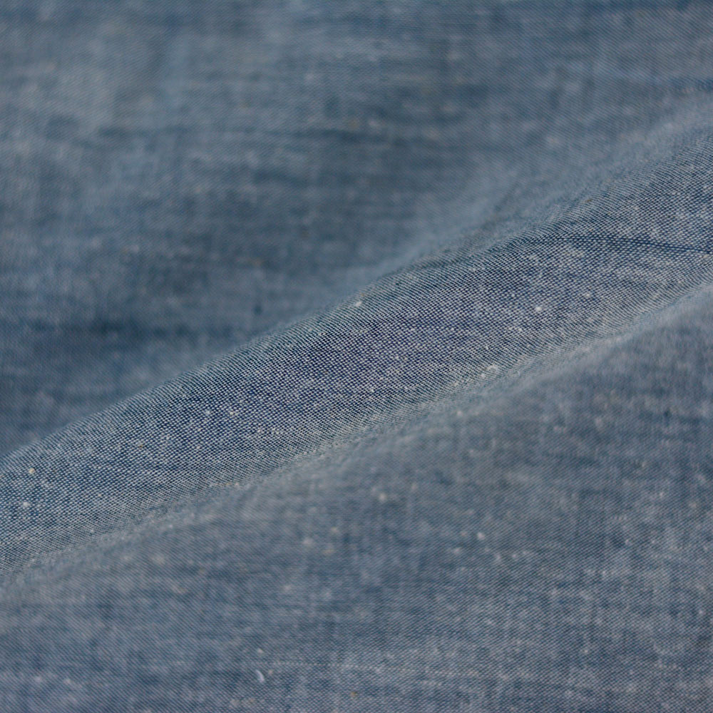 Chambray Blue Grey Khadi Cotton 68 GSM Handwoven Fabric 37 Inch Width