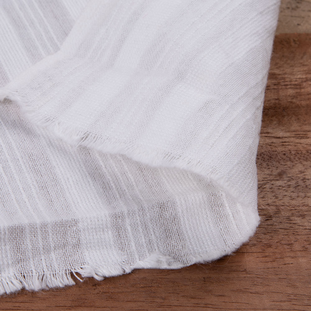 White Stripe Cotton 84 GSM Fabric - Bleached White & Dyeable C