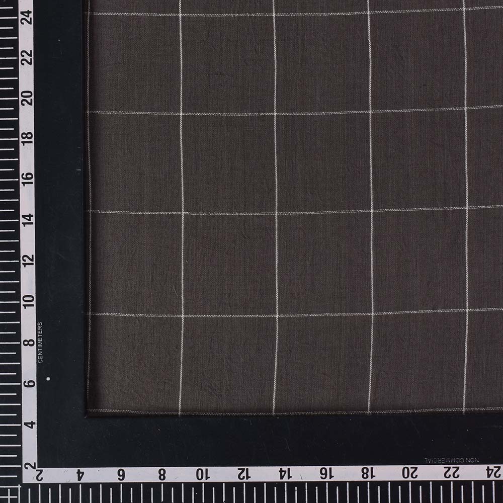 CHECK GREY PURE COTTON 76 GSM HANDWOVEN FABRIC