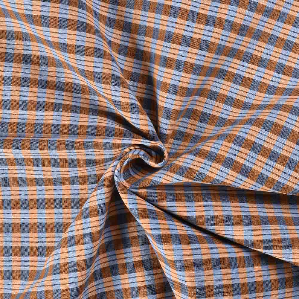 Check Black Yellow Khadi Cotton 110 GSM Handwoven Fabric