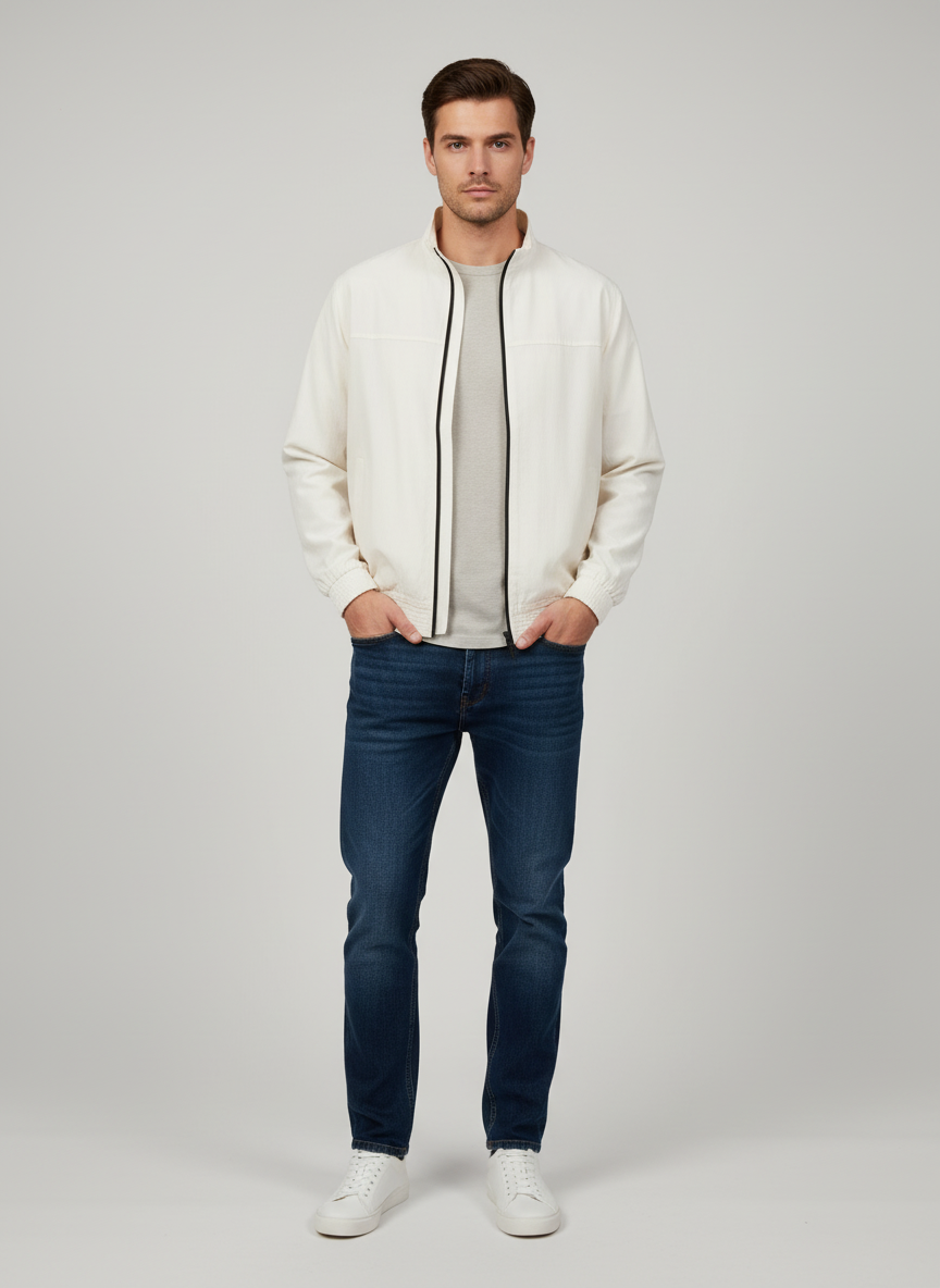 Regular Fit Brown Plaid Zip-Up Jacket