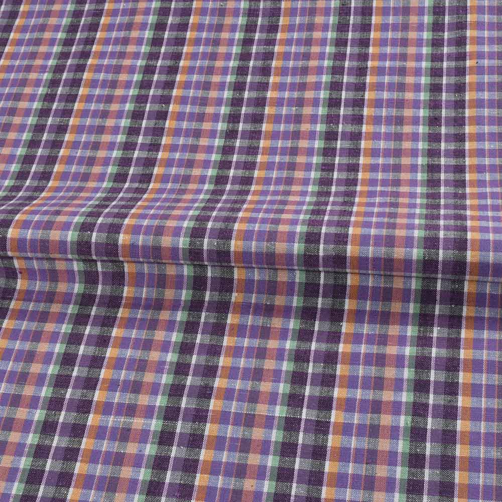 CHECK MULTICOLORED KHADI COTTON 114 GSM HANDWOVEN FABRIC 383
