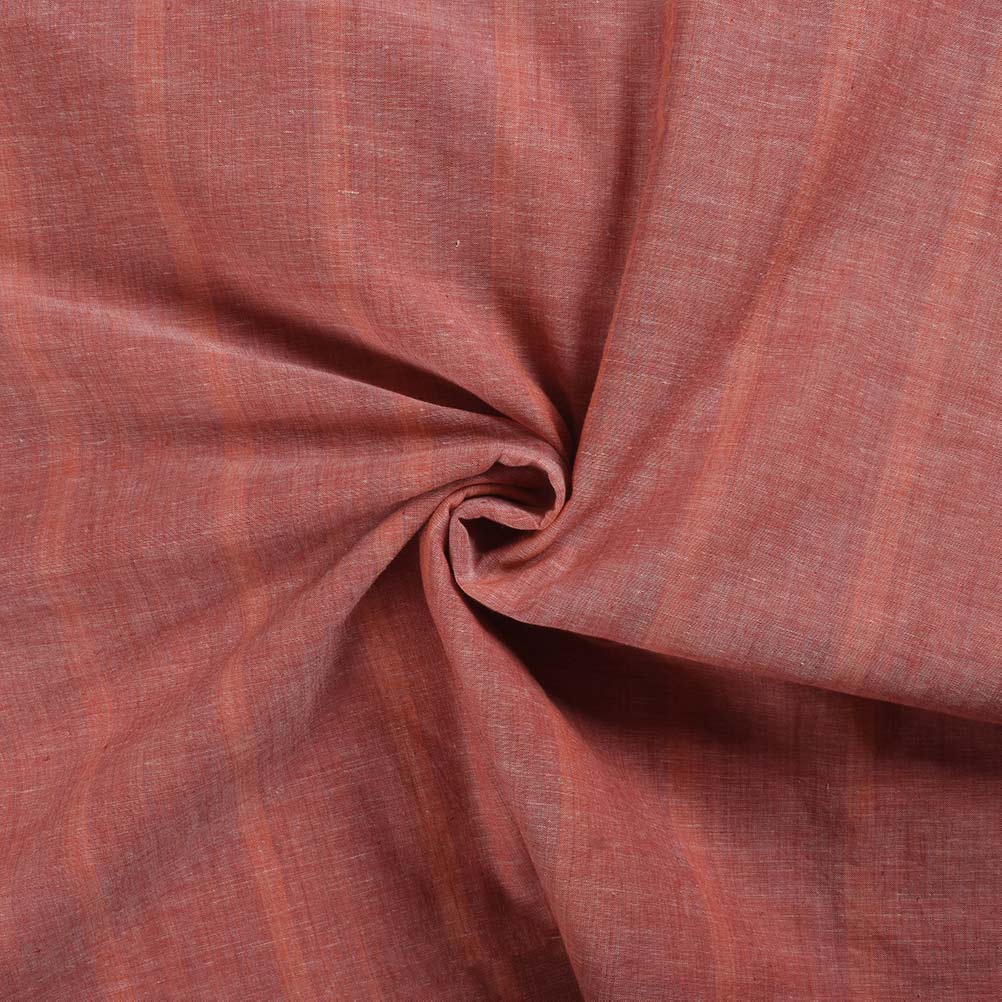 Stripe Light Orange Pure Cotton 64 GSM Handwoven Fabric