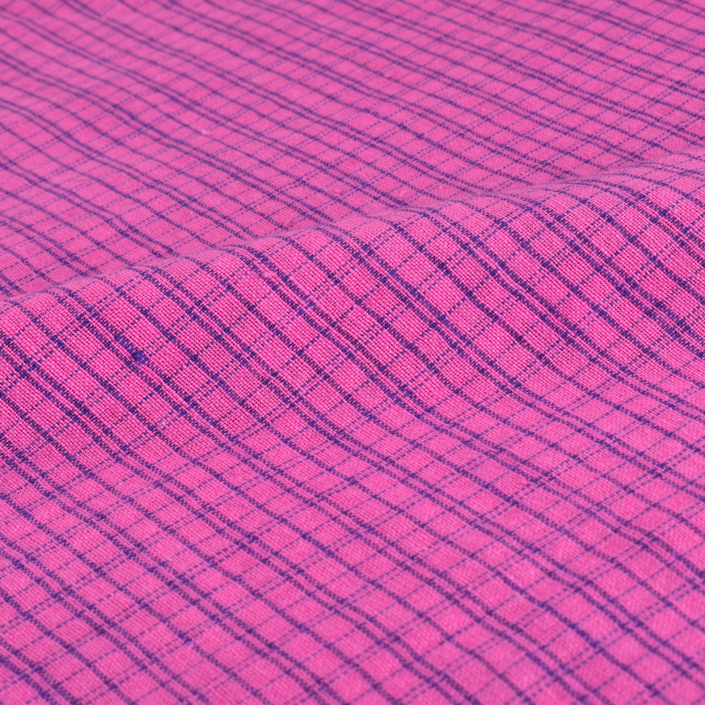 CHECK PINK PURE COTTON 102 GSM HANDWOVEN FABRIC