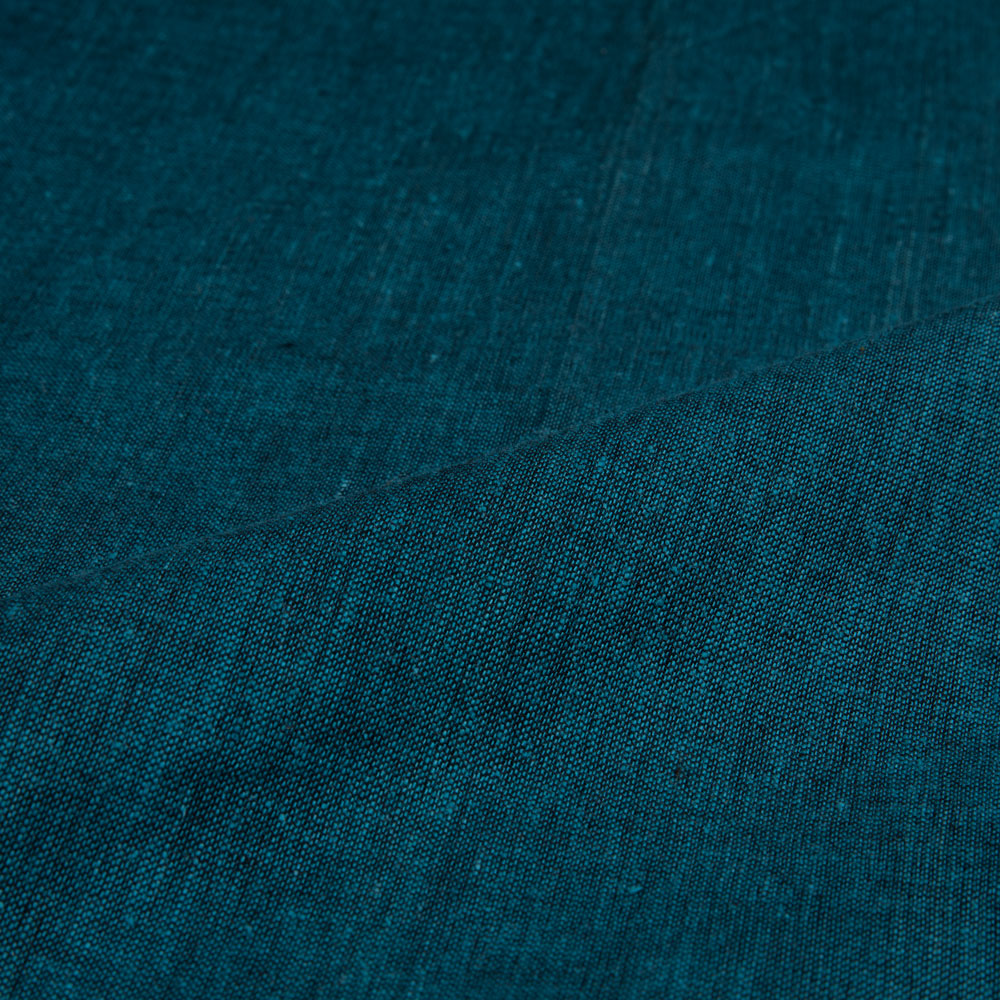 PLAIN TEAL KHADI COTTON 107 GSM HANDWOVEN FABRIC