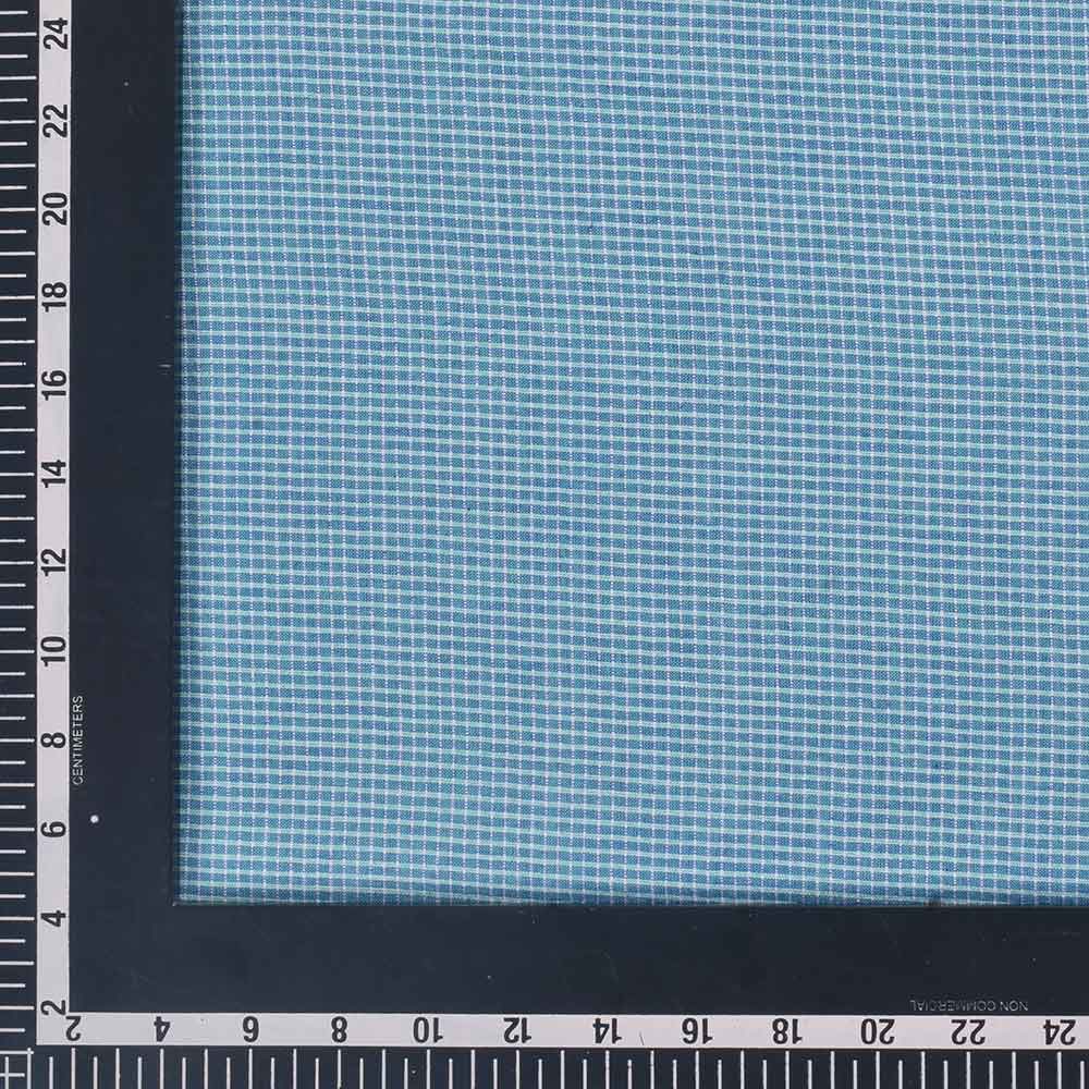 CHECK BLUE & WHITE PURE COTTON 95 GSM HANDWOVEN FABRIC