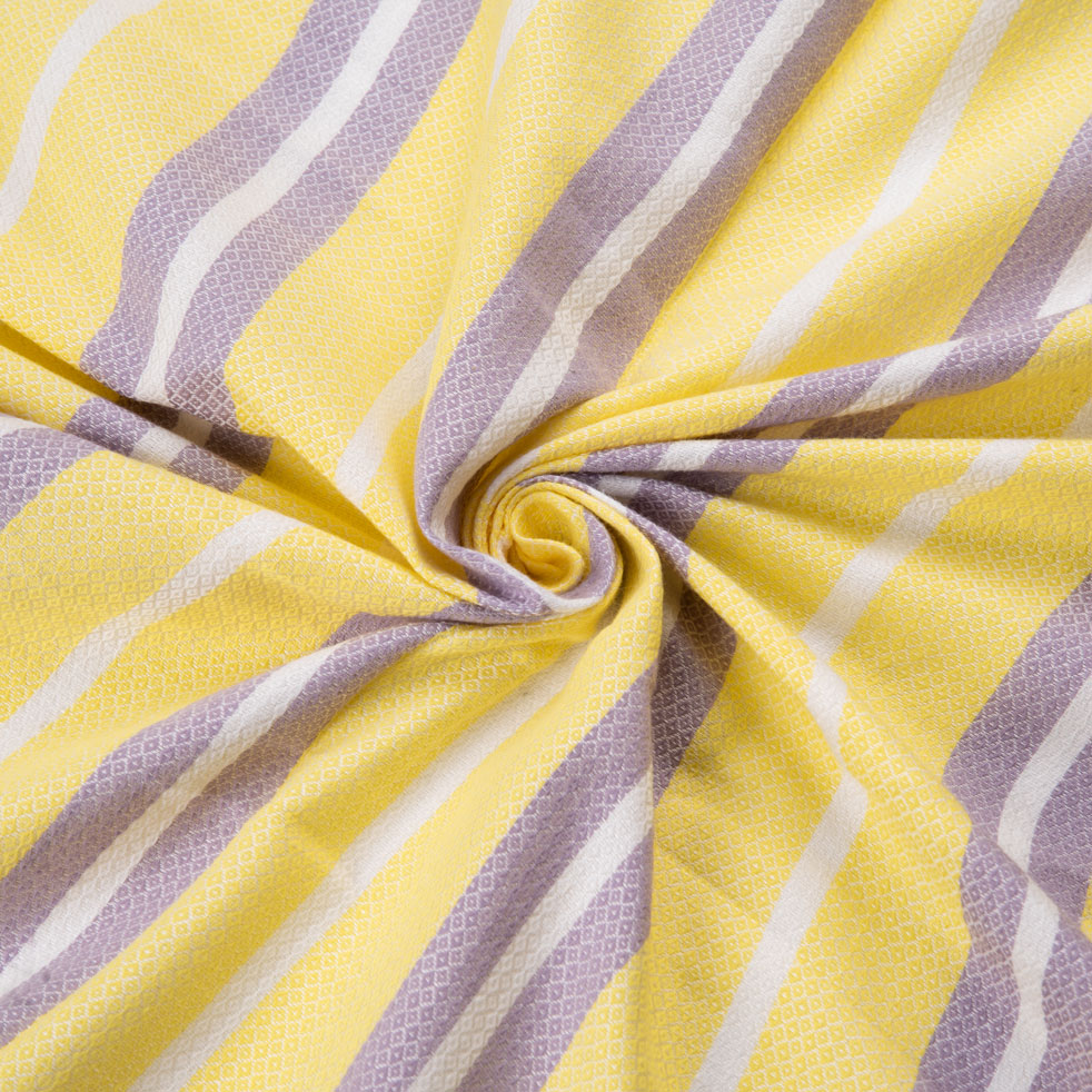 Stripe Yellow & Lavender Jacquard Mercerised Cotton 114 GSM Fabric
