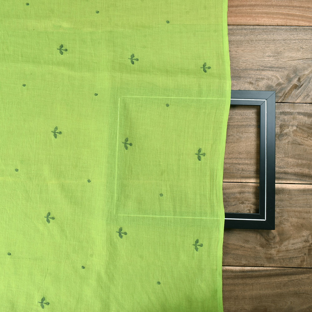 GREEN LEAF JAMDANI PURE COTTON 50 GSM HANDWOVEN FABRIC