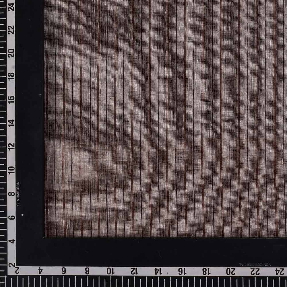 STRIPE BROWN PURE COTTON 97 GSM HANDWOVEN FABRIC