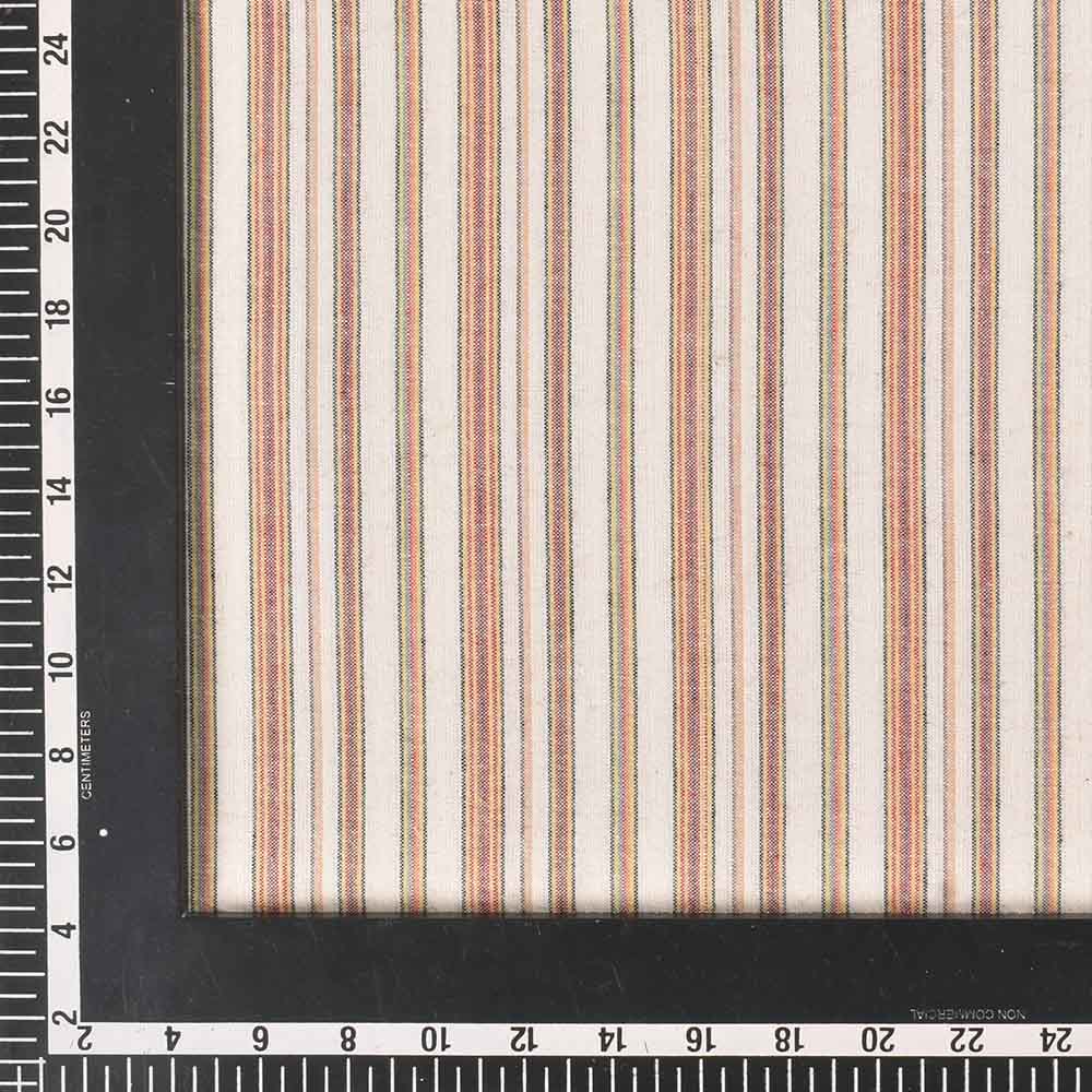 STRIPE MULTICOLOUR PURE COTTON 108 GSM HANDWOVEN FABRIC