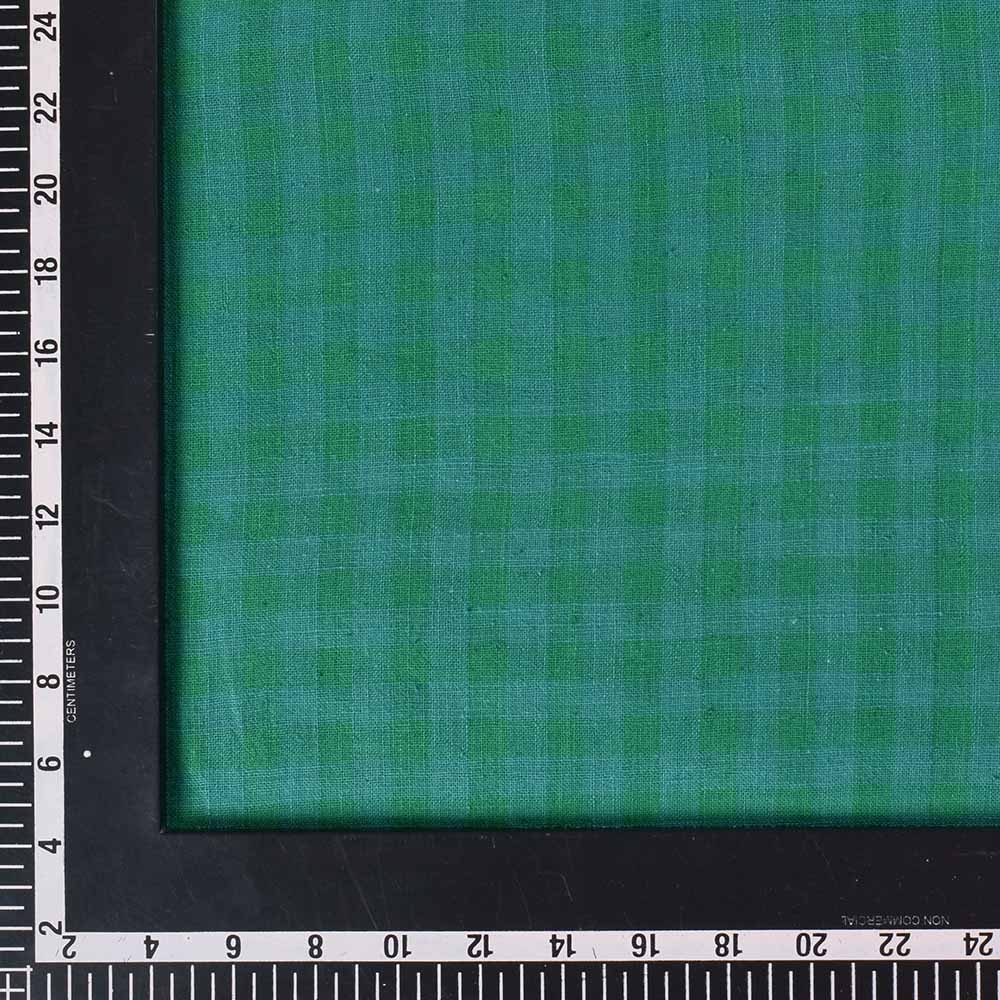 CHECK GREEN PURE KHADI 125 GSM HANDWOVEN FABRIC