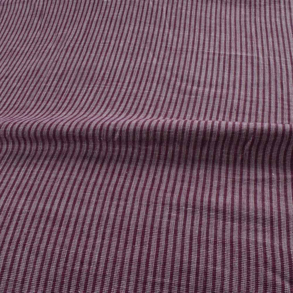 STRIPE MAROON KHADI COTTON 121 GSM HANDWOVEN FABRIC