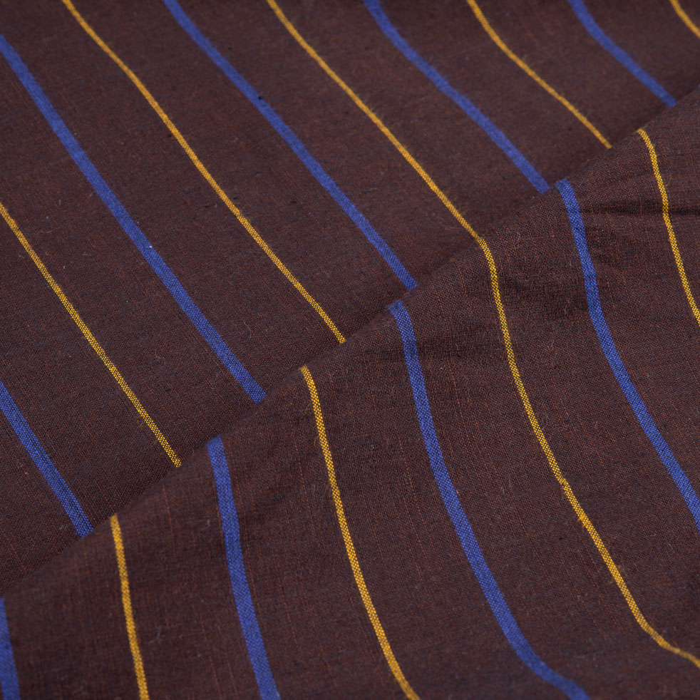 PINSTRIPE BROWN PURE COTTON 101 GSM HANDWOVEN FABRIC