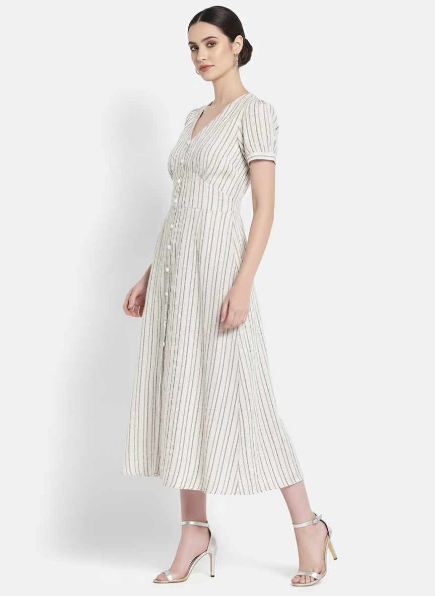 Pinstripe A-Line Dress
