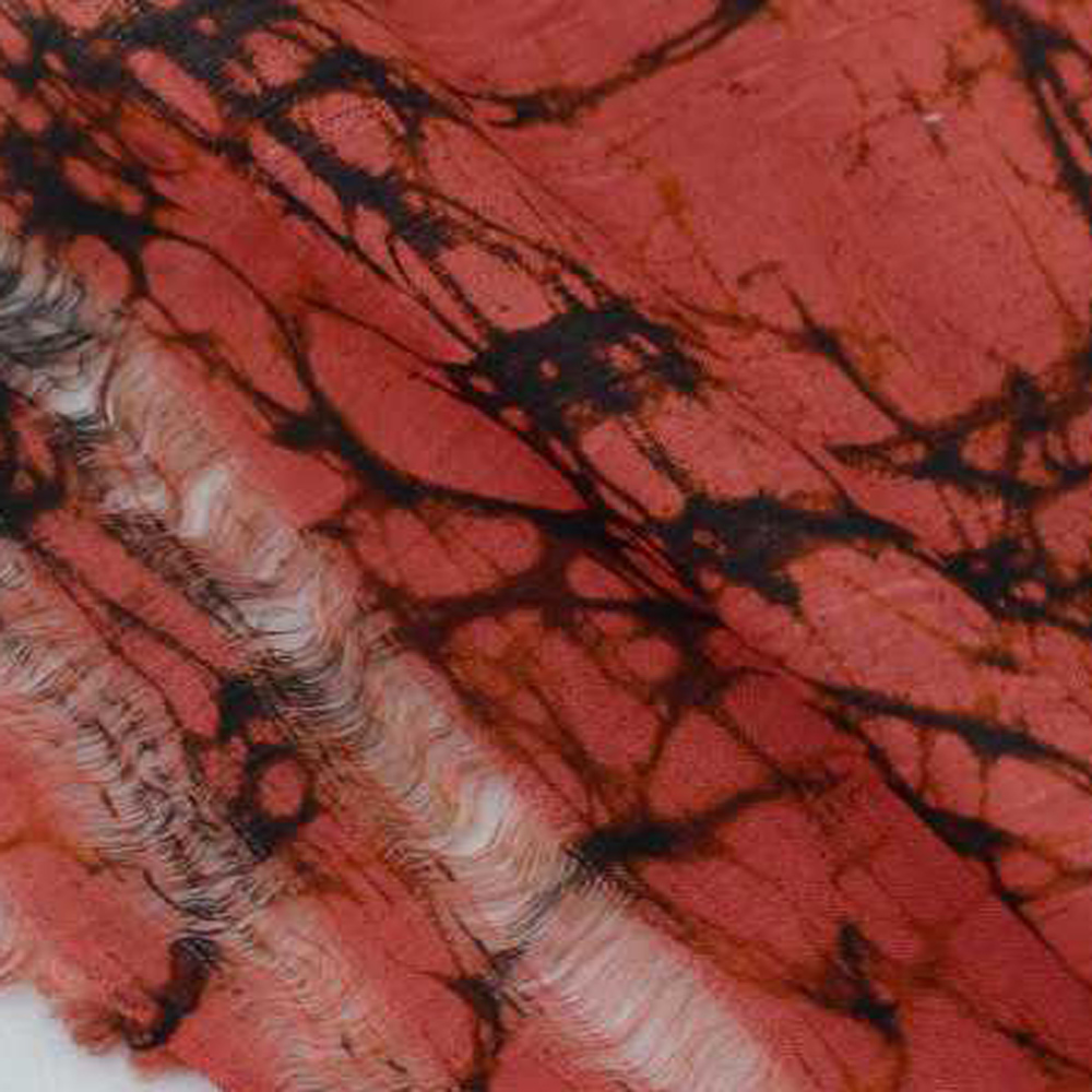 Abstract Red Batik 54 GSM Mulberry Silk Fabric