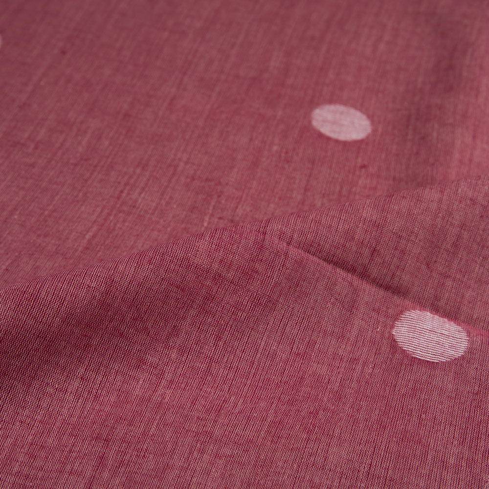 POLKA DOT MAROON JAMDANI PURE COTTON 56 GSM HANDWOVEN FABRIC