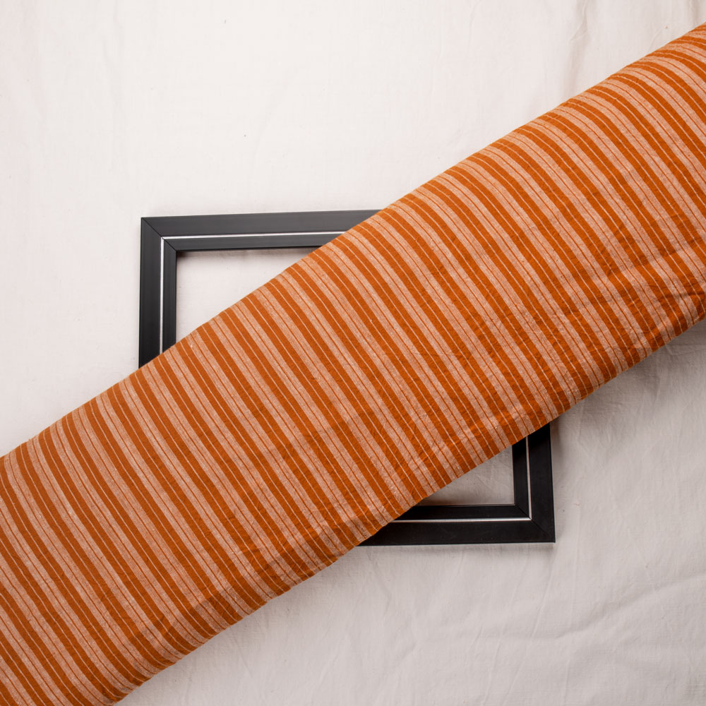 Stripe Brown Pure Cotton 88 GSM Handwoven Fabric 162
