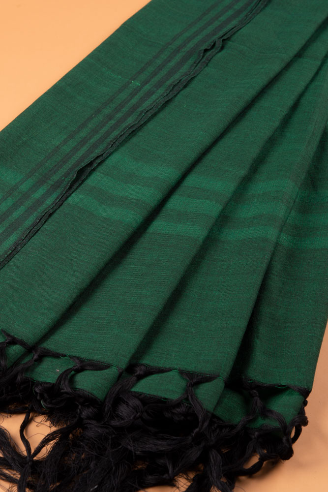 STRIPE GREEN HANDWOVEN PURE COTTON SCARF