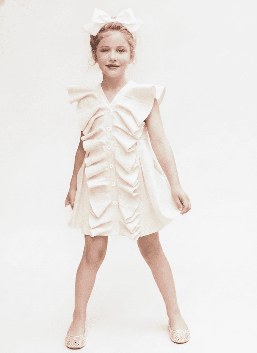 Ruffled Buttoned Kid's Dress