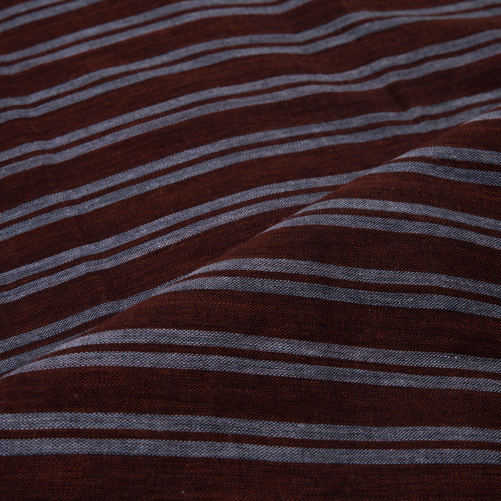STRIPE BROWN PURE COTTON 103 GSM HANDWOVEN FABRIC