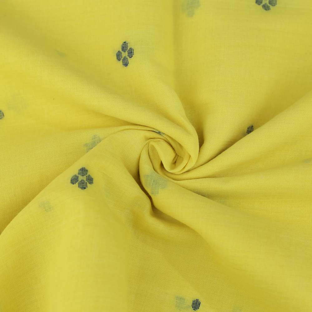 Geometric Yellow Jamdani Pure Cotton 55 GSM Fabric 124