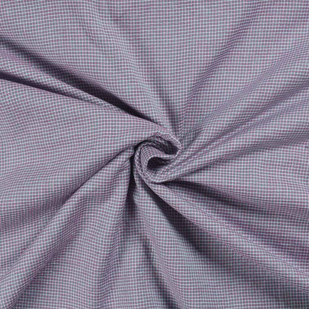 Check Purple & White Pure Cotton 83 GSM Handwoven Fabric