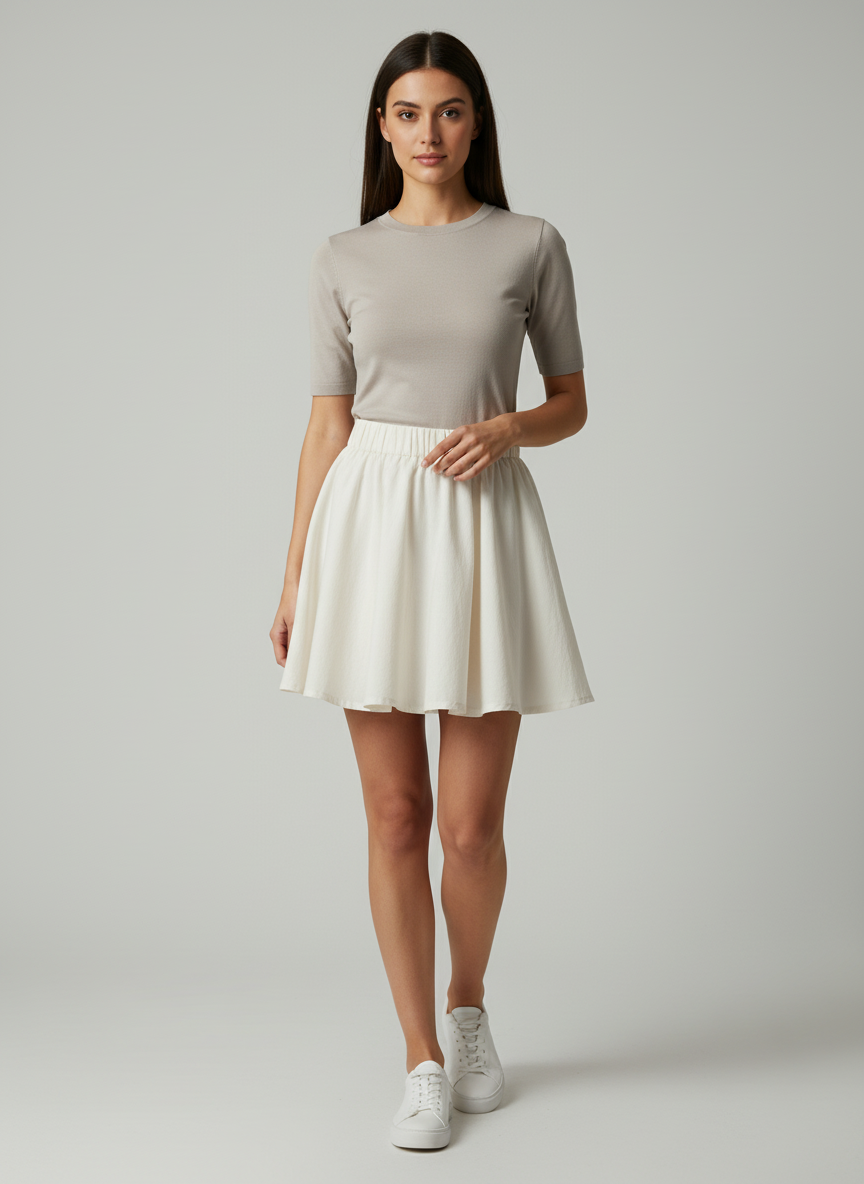 Flared Mini Skirt - Thigh Length