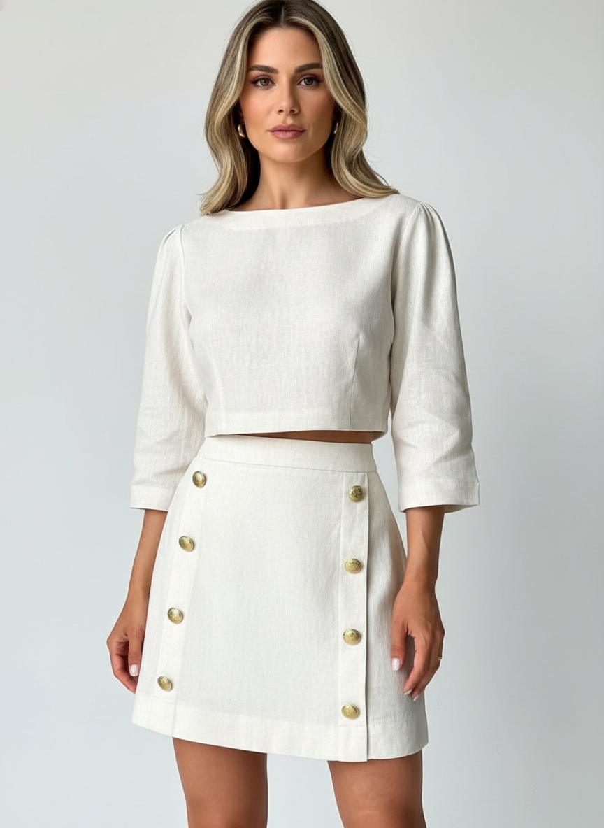 Double Buttoned Short Skirt