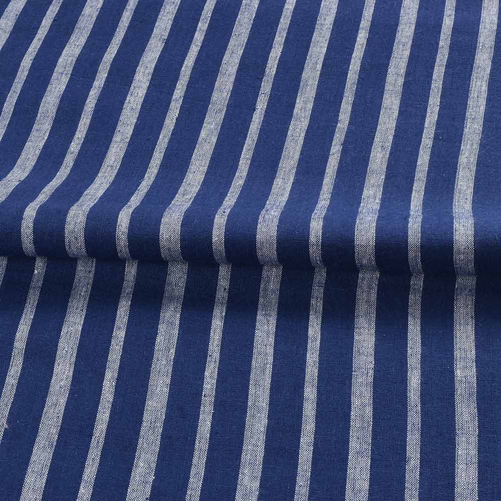 STRIPE DARK BLUE PURE COTTON 105 GSM HANDWOVEN FABRIC