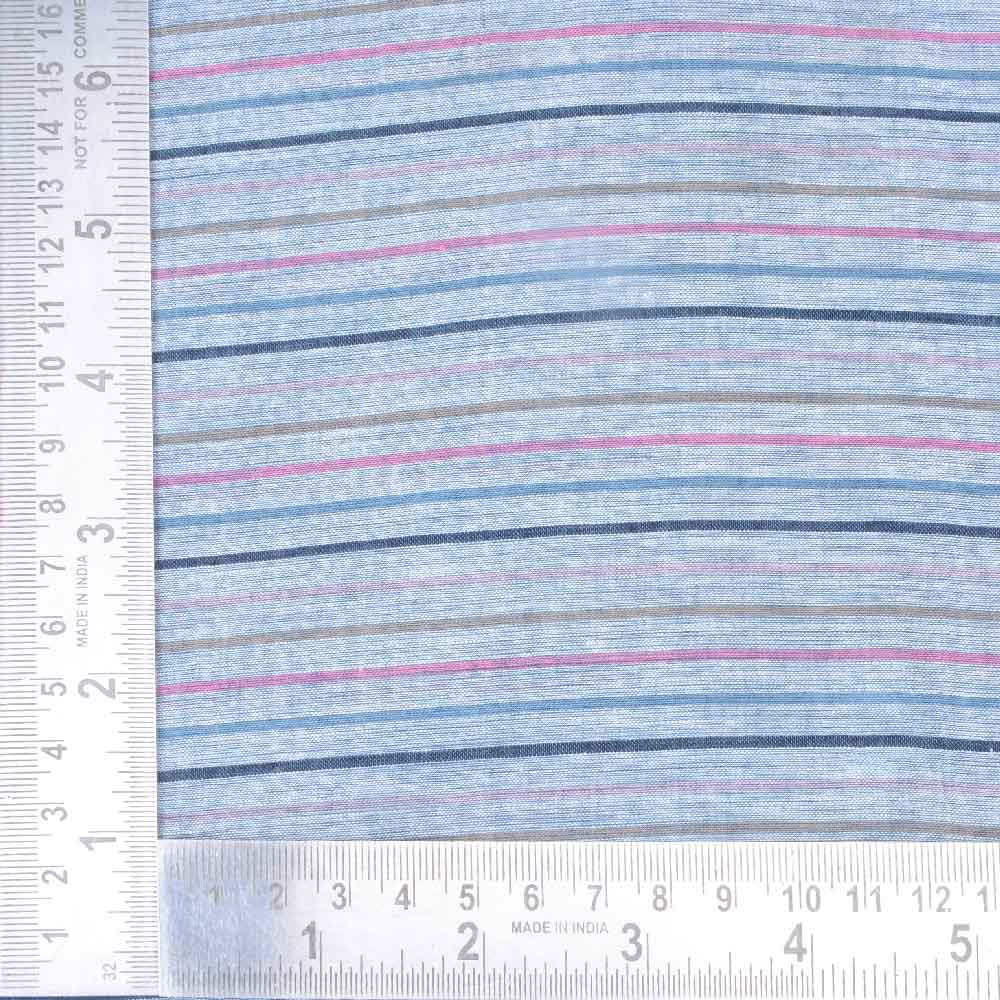 STRIPE GREY MULTICOLOUR PURE COTTON 57 GSM HANDWOVEN FABRIC
